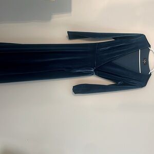 Emerald velvet wrap dress